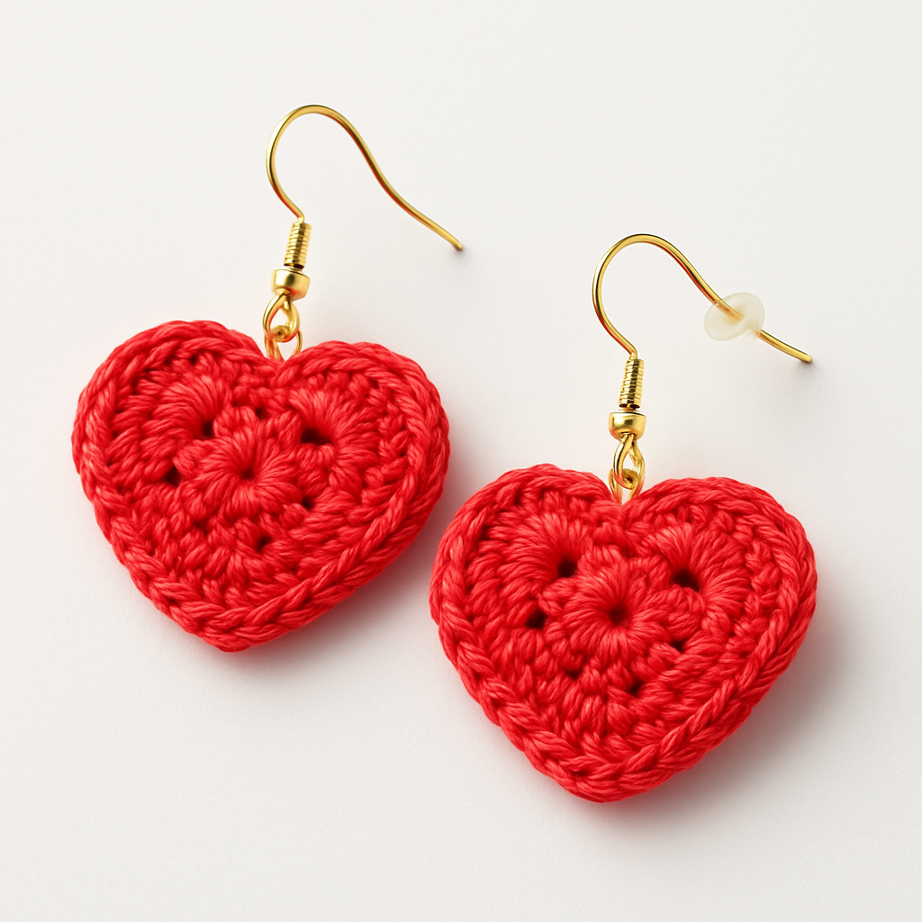 Red Handmade Crochet earrings