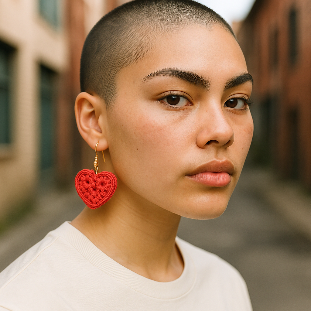 Red Handmade Crochet earrings