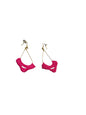 Handmade Crochet Teardrop Dangle Earrings, Hot Pink, Gold-Tone Hardware