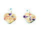 Handmade Crochet Heart Earrings, Multicolor Knit Pattern, Dangle Style
