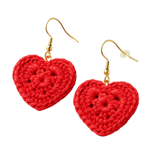 Red Handmade Crochet earrings
