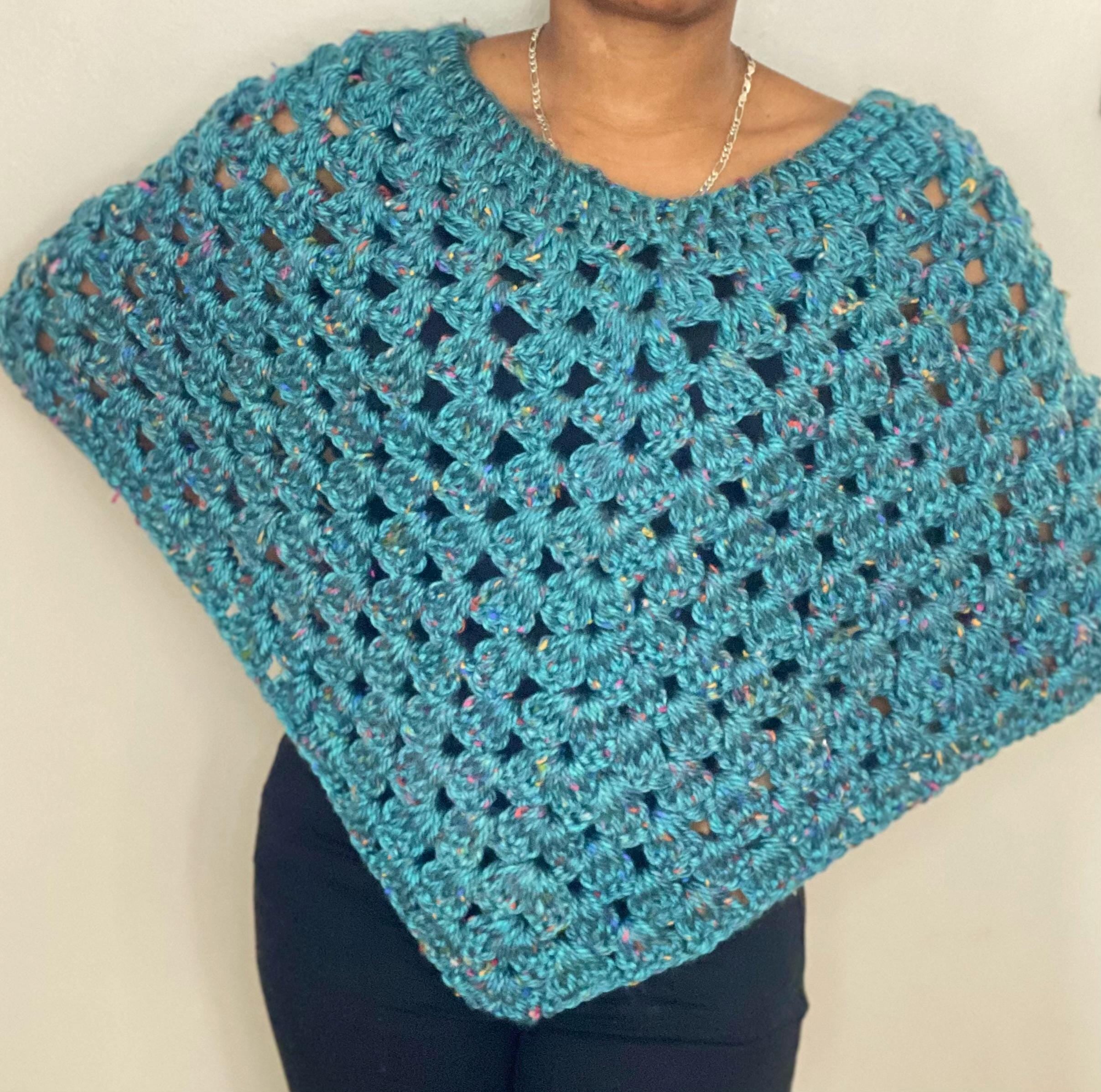 Cozy & Stylish Blue Poncho