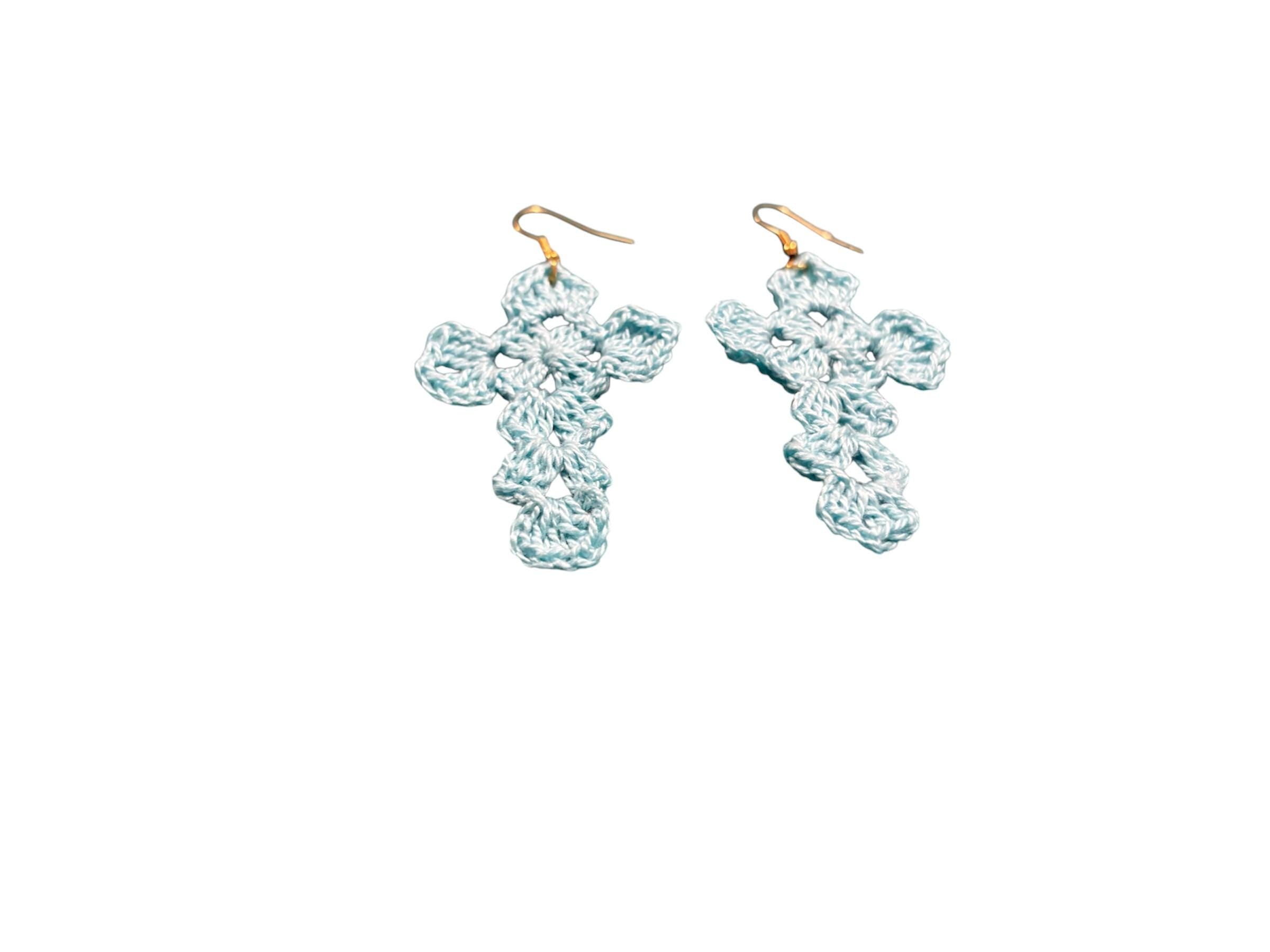 Handcrafted Crochet Cross Earring: A Blend of Faith and Artistry