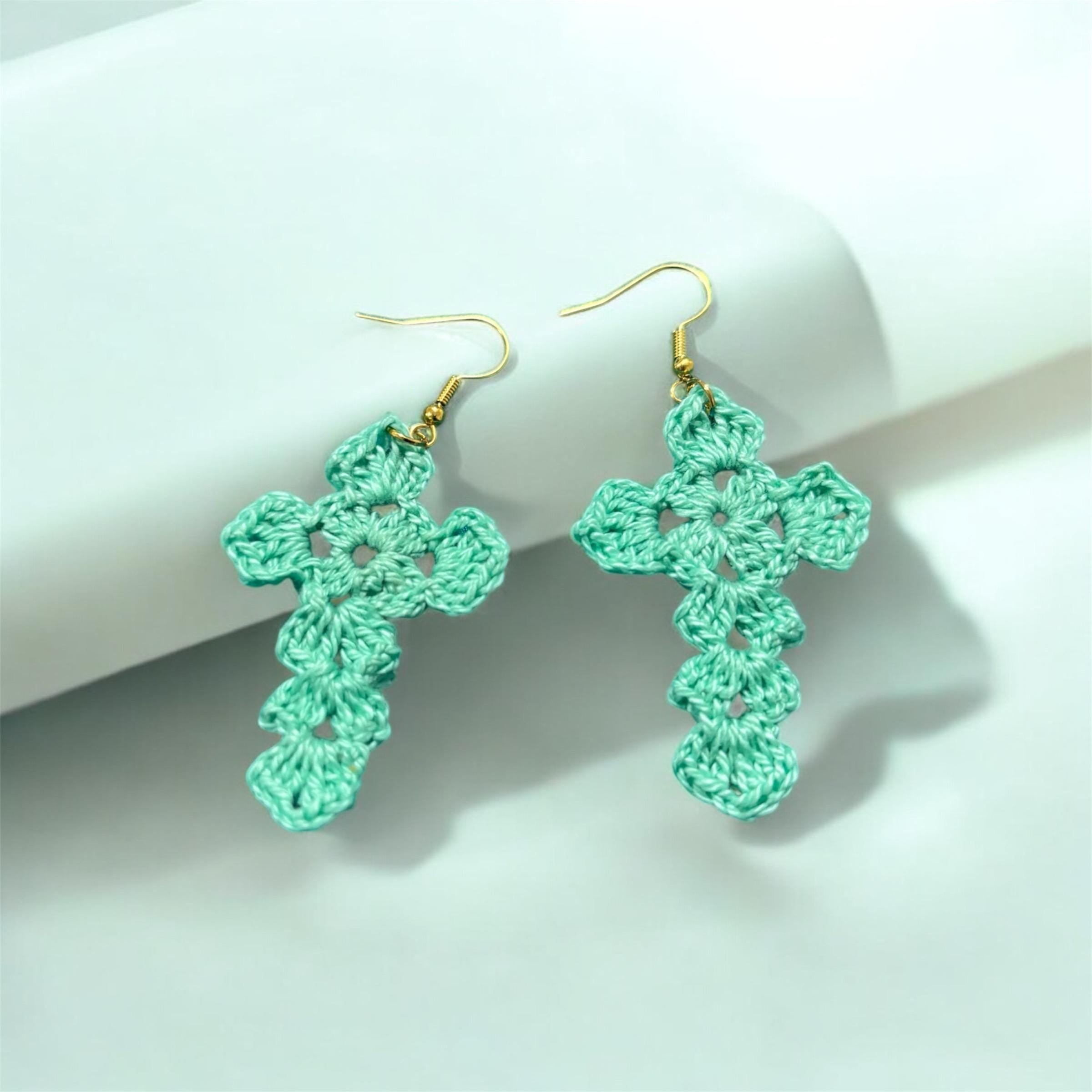 Handcrafted Crochet Cross Earring: A Blend of Faith and Artistry