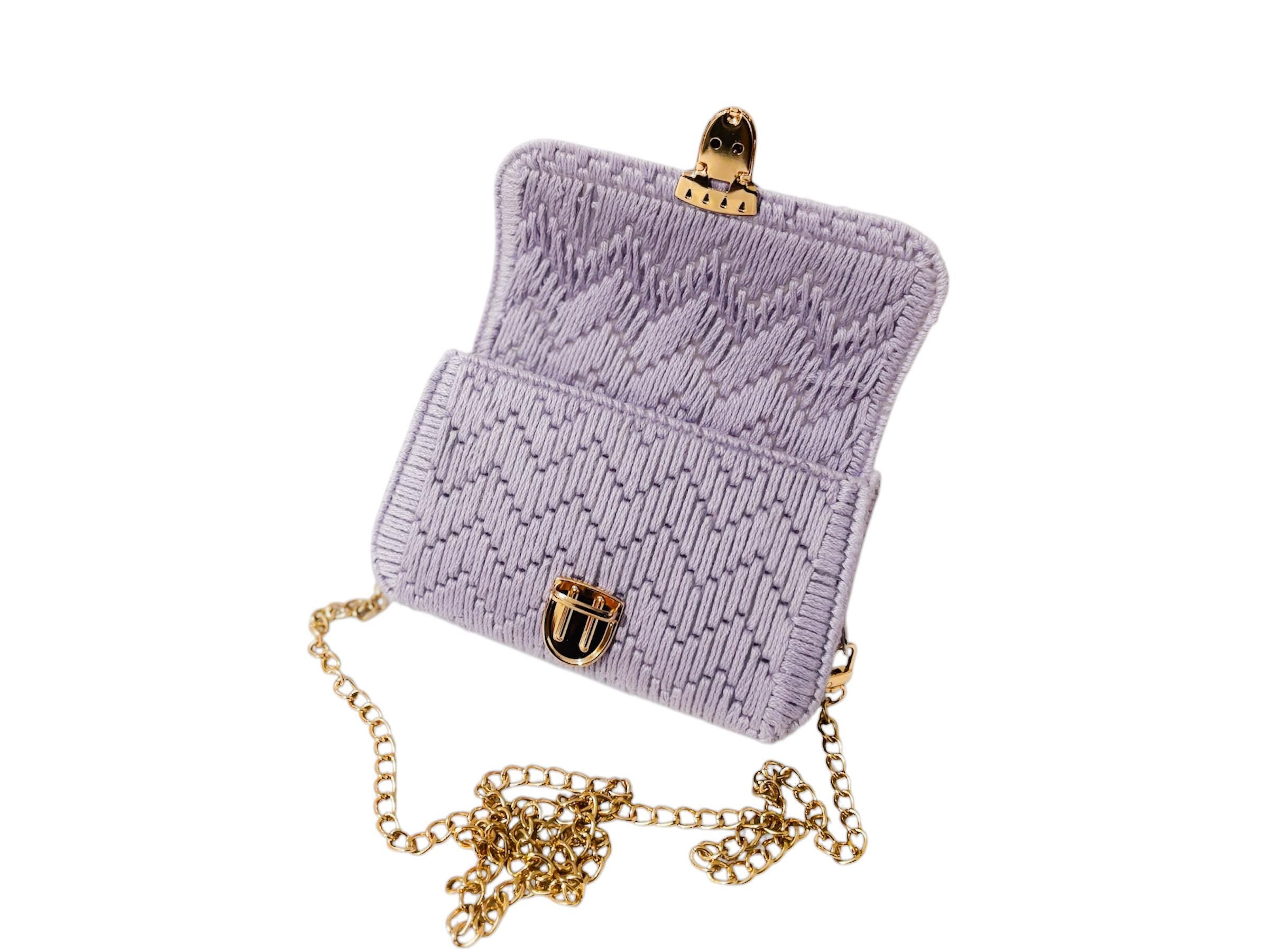 Lavender Crochet Chain Clutch
