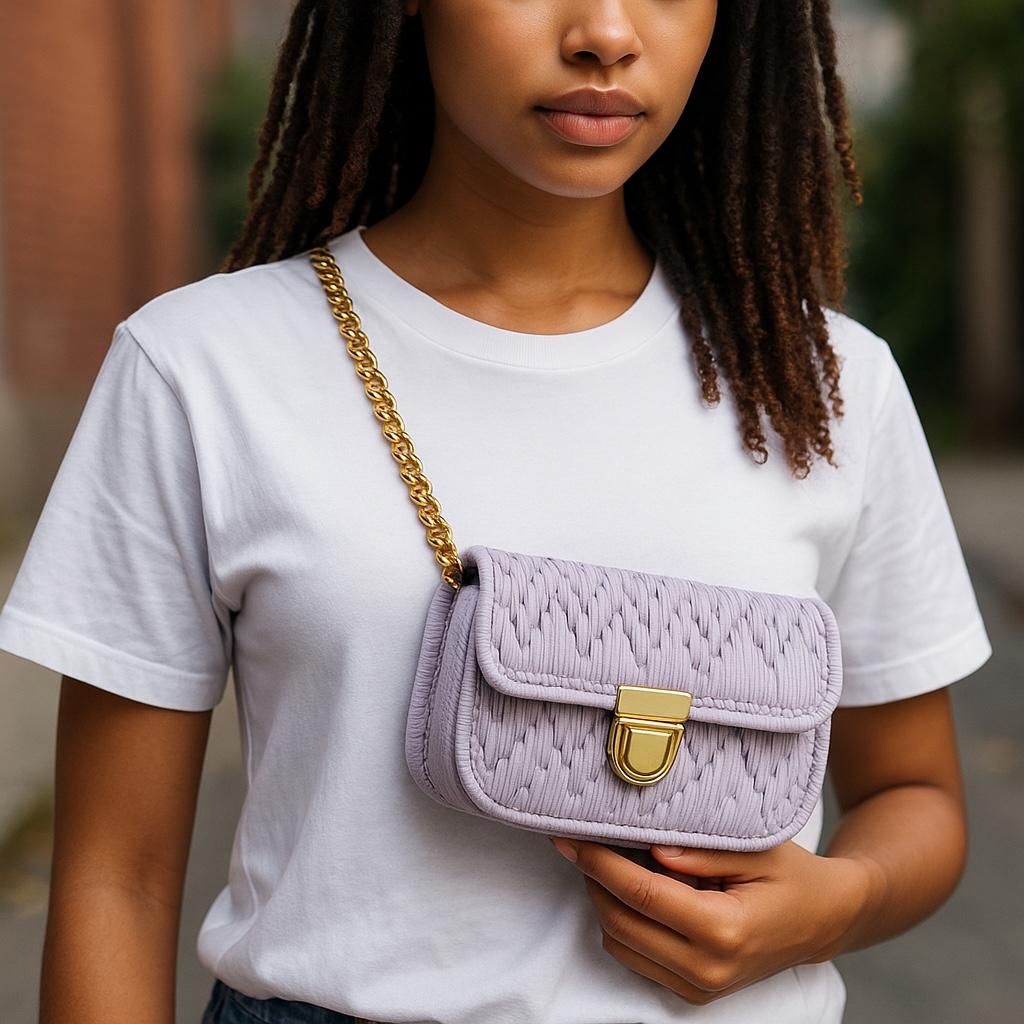 Lavender Crochet Chain Clutch