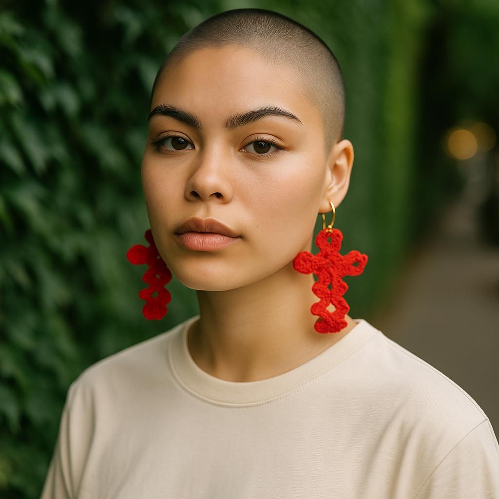 Handcrafted Crochet Cross Earring: A Blend of Faith and Artistry