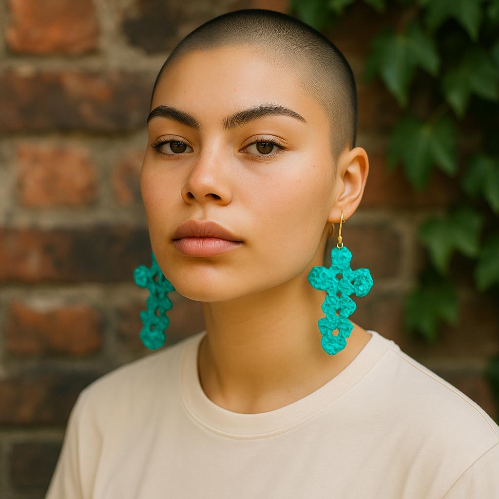 Handcrafted Crochet Cross Earring: A Blend of Faith and Artistry