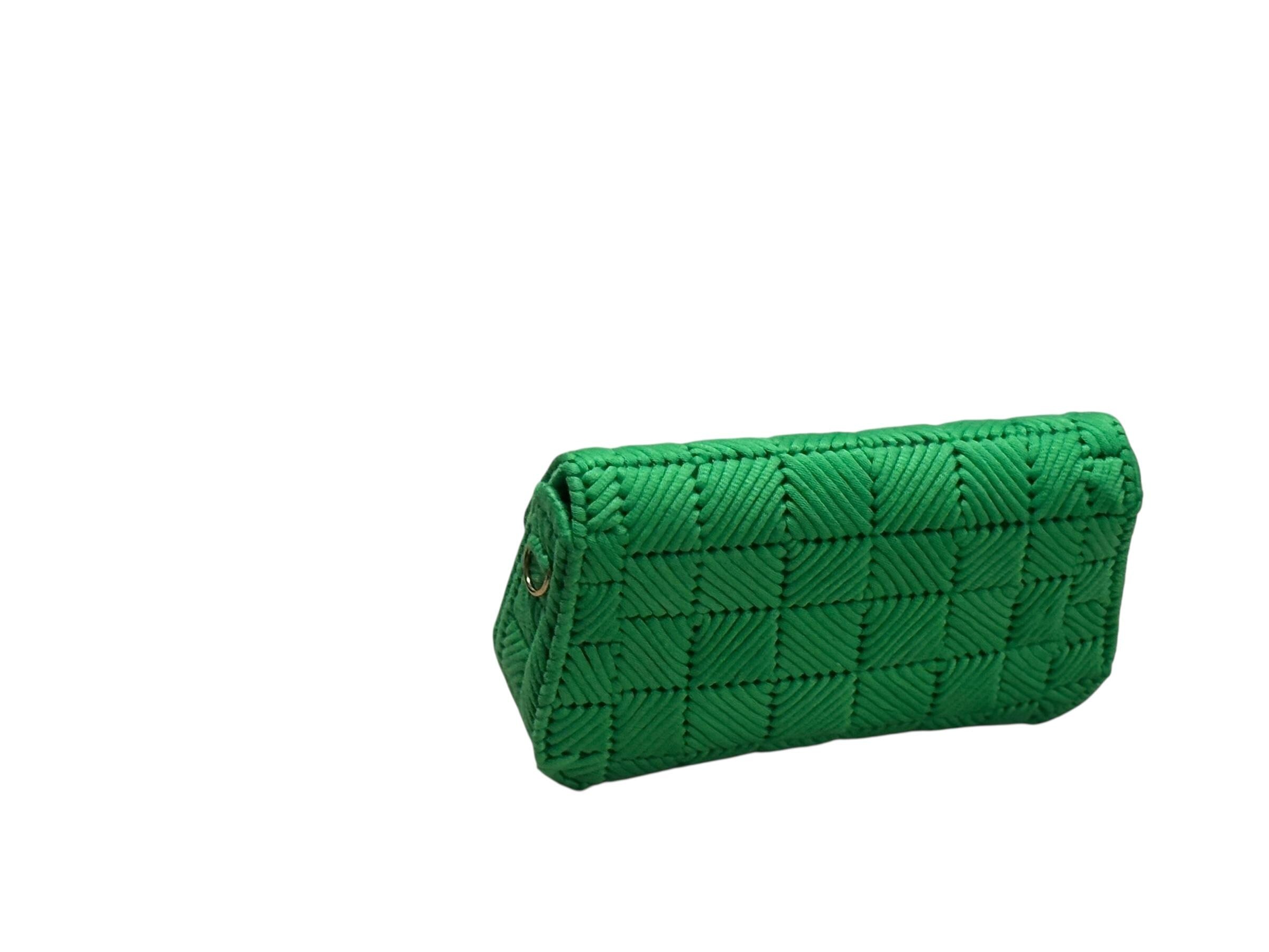 Handmade Crochet Crossbody Bag, Emerald Green with Gold Clasp